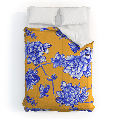 Jacqueline Maldonado Chinoserie Floral Yellow Comforter