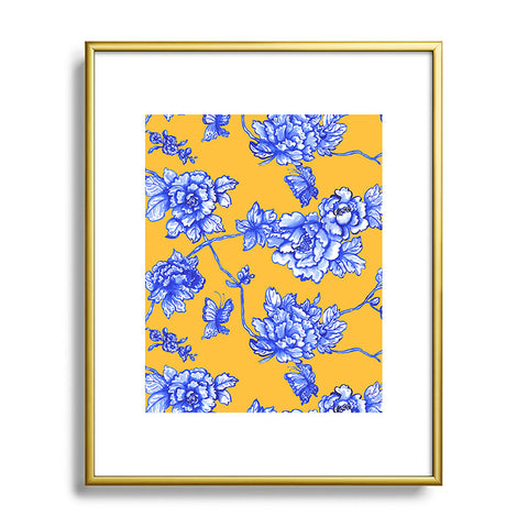 Jacqueline Maldonado Chinoserie Floral Yellow Metal Framed Art Print