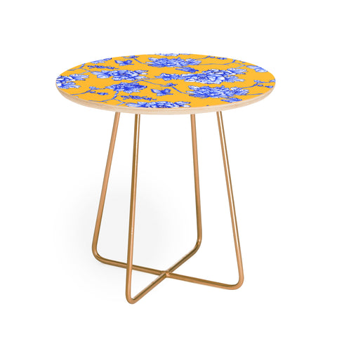 Jacqueline Maldonado Chinoserie Floral Yellow Round Side Table
