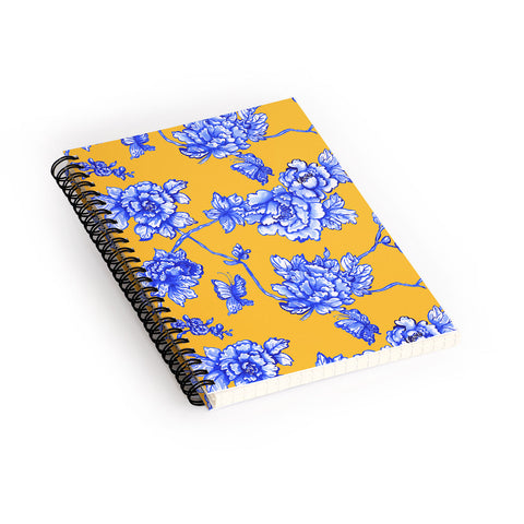 Jacqueline Maldonado Chinoserie Floral Yellow Spiral Notebook