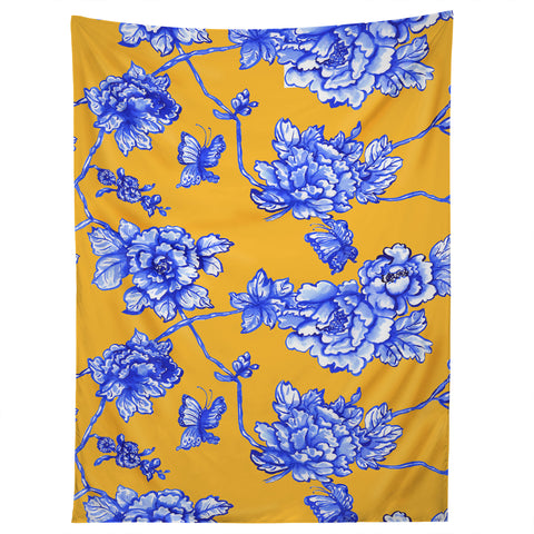 Jacqueline Maldonado Chinoserie Floral Yellow Tapestry