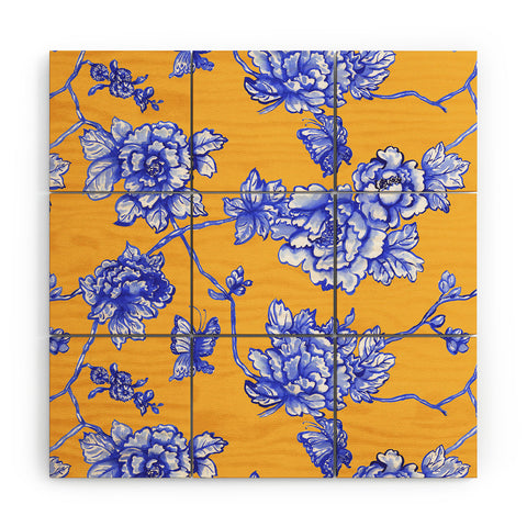 Jacqueline Maldonado Chinoserie Floral Yellow Wood Wall Mural