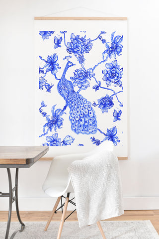 Jacqueline Maldonado Chinoserie Peacock White Art Print And Hanger
