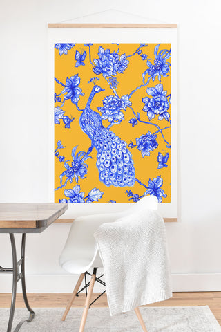 Jacqueline Maldonado Chinoserie Peacock Yellow Art Print And Hanger