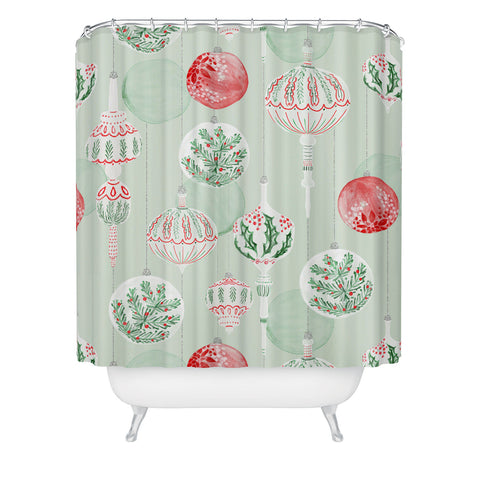 Jacqueline Maldonado Christmas Ornaments Green Shower Curtain