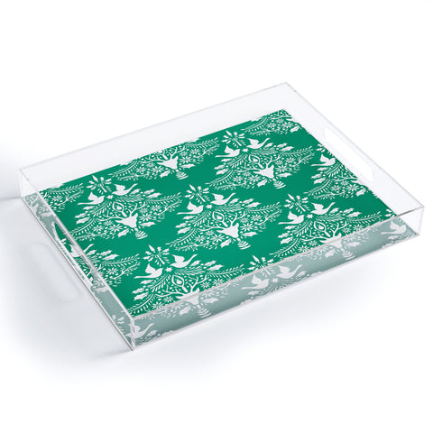 Jacqueline Maldonado Christmas Paper Cutting Green Acrylic Tray