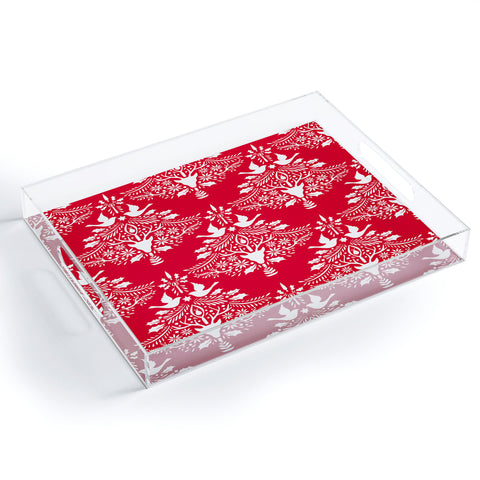 Jacqueline Maldonado Christmas Paper Cutting Red Acrylic Tray