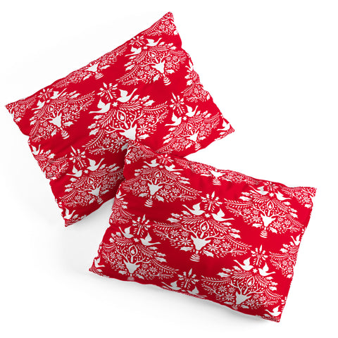 Jacqueline Maldonado Christmas Paper Cutting Red Pillow Shams