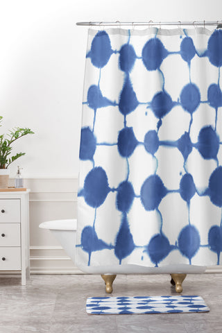 Jacqueline Maldonado Connect Dots Blue Shower Curtain And Mat