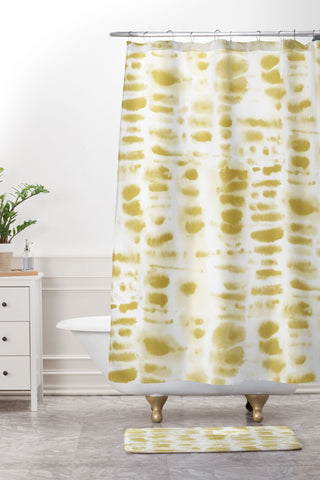 Jacqueline Maldonado Dye Dash Mustard Putty Shower Curtain And Mat