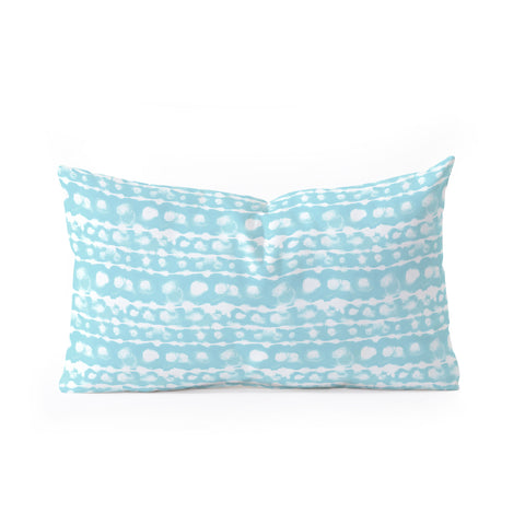 Jacqueline Maldonado Dye Dot Stripe Aqua Oblong Throw Pillow
