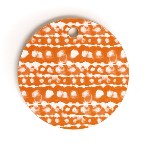 Jacqueline Maldonado Dye Dot Stripe Orange Cutting Board Round