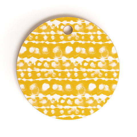 Jacqueline Maldonado Dye Dot Stripe Yellow Cutting Board Round