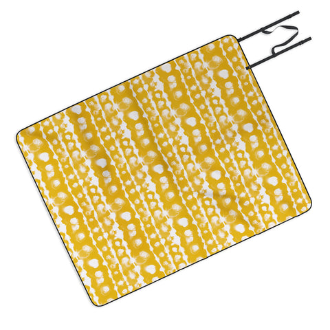 Jacqueline Maldonado Dye Dot Stripe Yellow Picnic Blanket