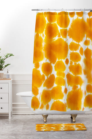 Jacqueline Maldonado Dye Dots Turmeric Shower Curtain And Mat