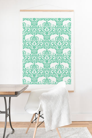 Jacqueline Maldonado Elephant Damask Hemlock Art Print And Hanger