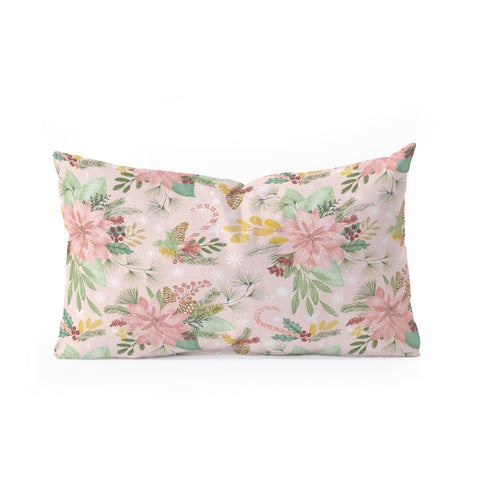 Jacqueline Maldonado Festive Floral Blush Pink Oblong Throw Pillow