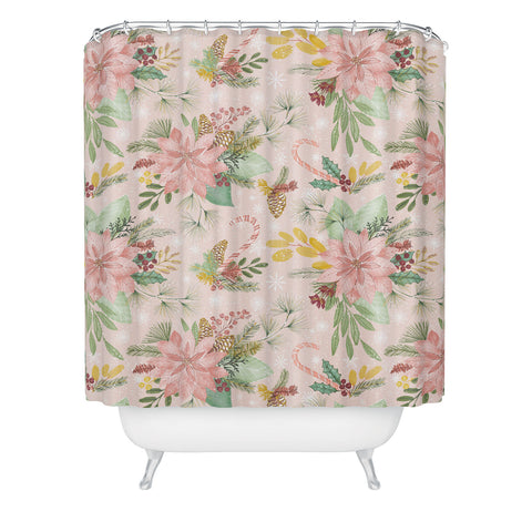 Jacqueline Maldonado Festive Floral Blush Pink Shower Curtain