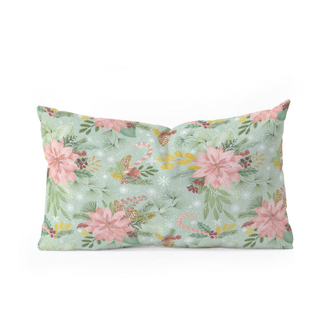 Jacqueline Maldonado Festive Floral Green Oblong Throw Pillow