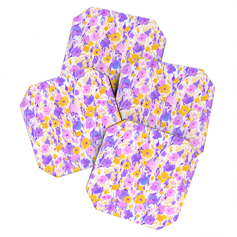 Jacqueline Maldonado Flower Field Lilac Yellow Coaster Set