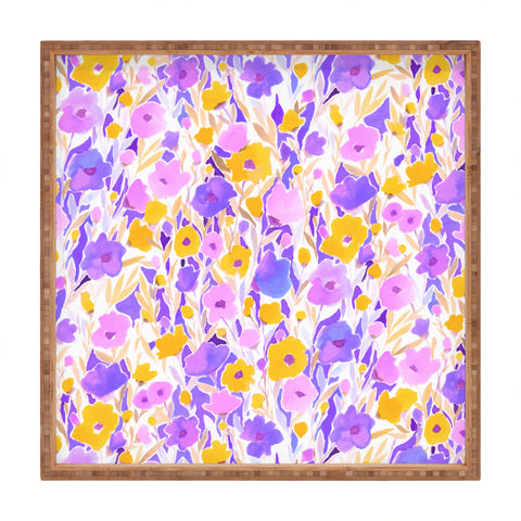 Jacqueline Maldonado Flower Field Lilac Yellow Square Tray