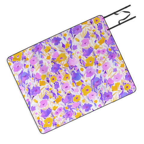 Jacqueline Maldonado Flower Field Lilac Yellow Picnic Blanket