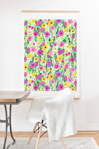 Jacqueline Maldonado Flower Field Pink Yellow Art Print And Hanger