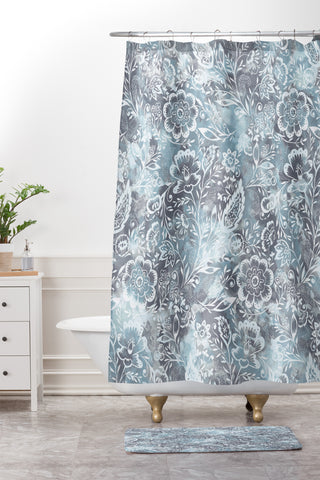 Jacqueline Maldonado Folk Floral Grey Shower Curtain And Mat