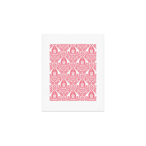 Jacqueline Maldonado Giraffe Damask Salmon Pink Art Print