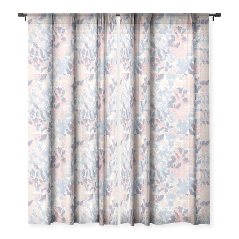 Jacqueline Maldonado Intuition Pale Peach and Blue Sheer Window Curtain