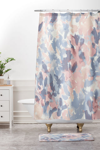 Jacqueline Maldonado Intuition Pale Peach and Blue Shower Curtain And Mat