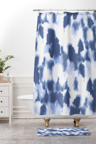 Jacqueline Maldonado Kindred Spirits Slate Blue Shower Curtain And Mat
