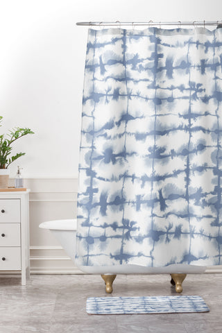 Jacqueline Maldonado Lateral Slate Blue Shower Curtain And Mat