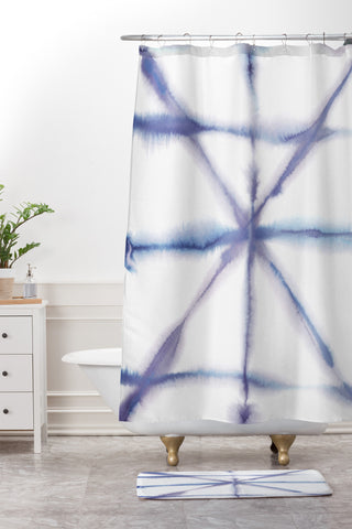 Jacqueline Maldonado Light Dye Folding Blues Shower Curtain And Mat