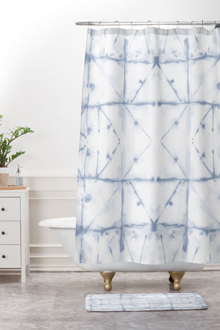 Jacqueline Maldonado Manifest Slate Blue Shower Curtain And Mat