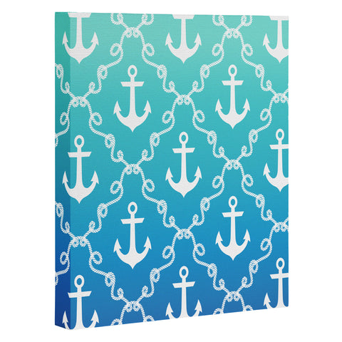 Jacqueline Maldonado Nautical Knots Ombre Blue Art Canvas
