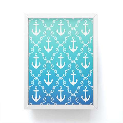 Jacqueline Maldonado Nautical Knots Ombre Blue Framed Mini Art Print