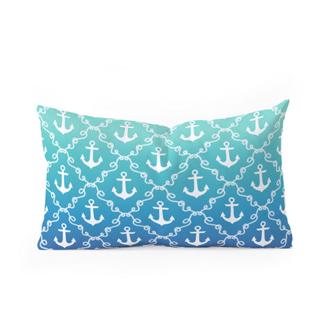 Jacqueline Maldonado Nautical Knots Ombre Blue Oblong Throw Pillow