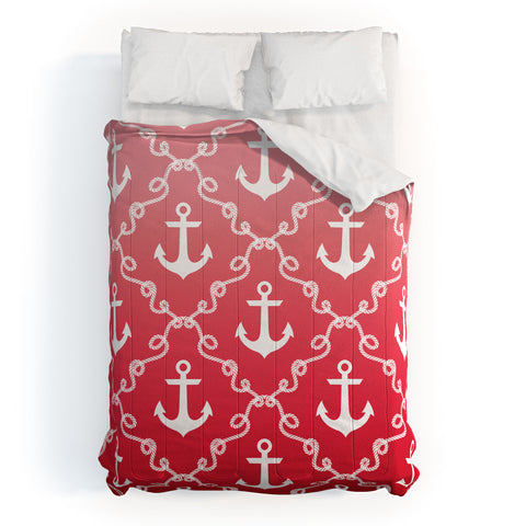 Jacqueline Maldonado Nautical Knots Ombre Red Comforter