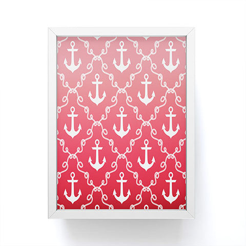Jacqueline Maldonado Nautical Knots Ombre Red Framed Mini Art Print
