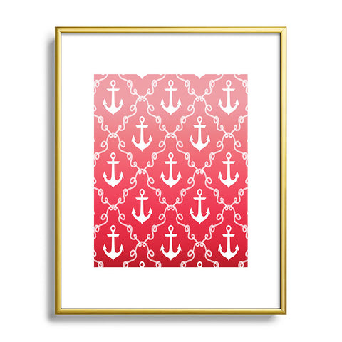 Jacqueline Maldonado Nautical Knots Ombre Red Metal Framed Art Print