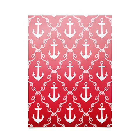 Jacqueline Maldonado Nautical Knots Ombre Red Poster