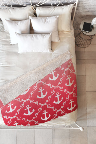 Jacqueline Maldonado Nautical Knots Ombre Red Fleece Throw Blanket