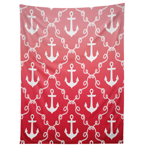 Jacqueline Maldonado Nautical Knots Ombre Red Tapestry