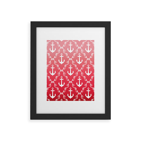 Jacqueline Maldonado Nautical Knots Ombre Red Framed Art Print