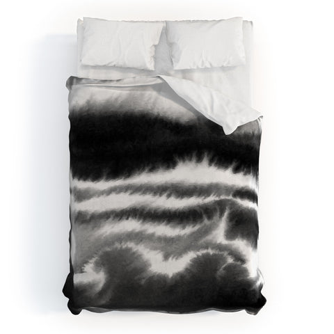 Jacqueline Maldonado Ombre Waves Black and White Duvet Cover