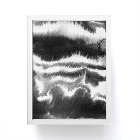 Jacqueline Maldonado Ombre Waves Black and White Framed Mini Art Print