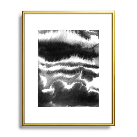 Jacqueline Maldonado Ombre Waves Black and White Metal Framed Art Print