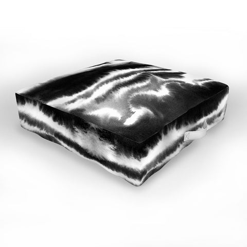 Jacqueline Maldonado Ombre Waves Black and White Outdoor Floor Cushion