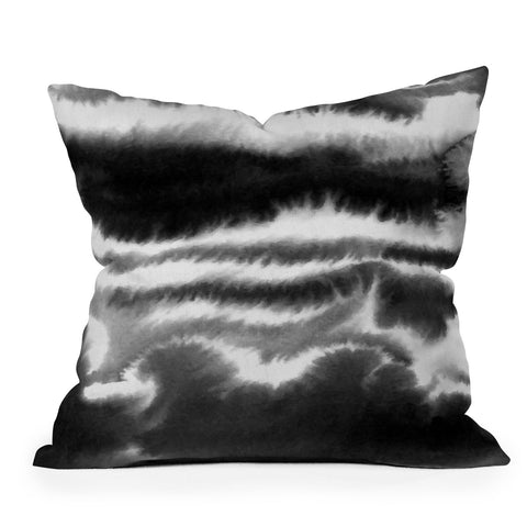Jacqueline Maldonado Ombre Waves Black and White Throw Pillow